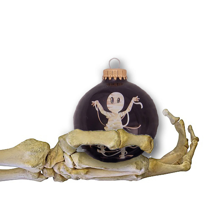 2 5/8" (67mm) Halloween Ball Ornaments Solid Ebony Shine with Mummy 4/Box, 12/Case, 48 Pieces