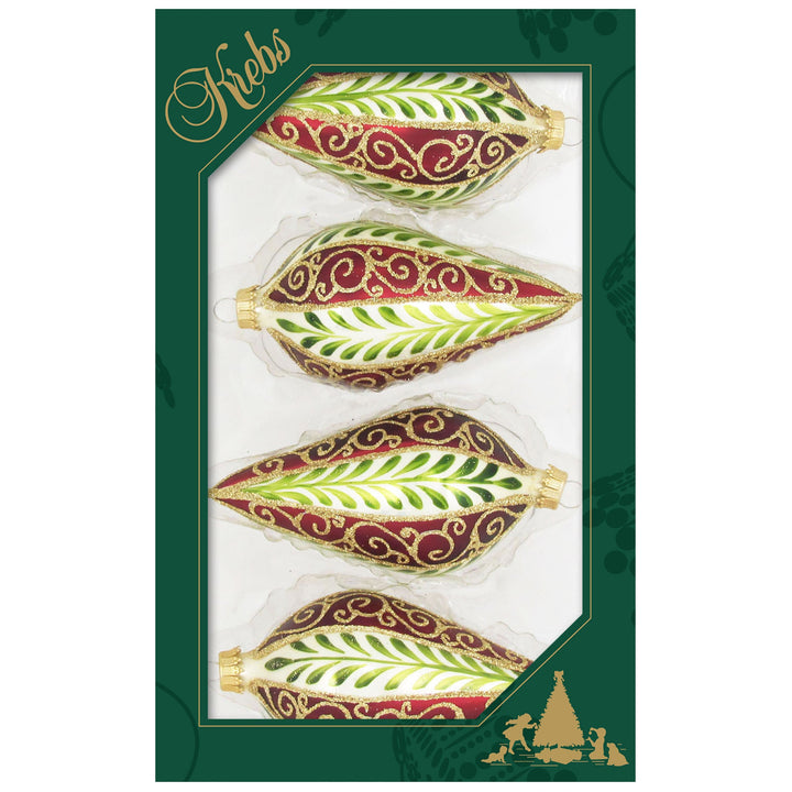 Assorted Sizes Glass Finials, Gold/Red Multi, 12/Box, 4/Case, 48 Pieces