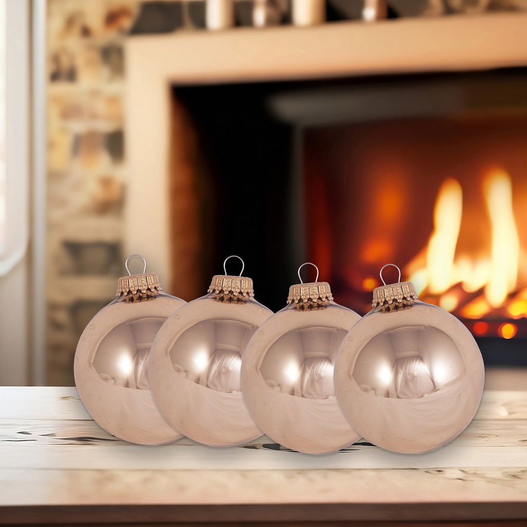 2 5/8" (67mm) Ball Ornaments, Gold Caps, Molten Gold Shine, 8/Box, 12/Case, 96 Pieces