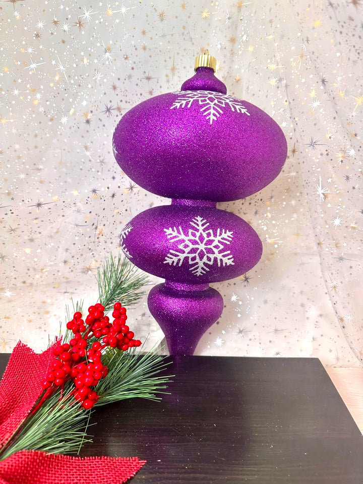 15" (380mm) Giant Commercial Shatterproof Finials, Purple Glitter, Case, 4 Pieces