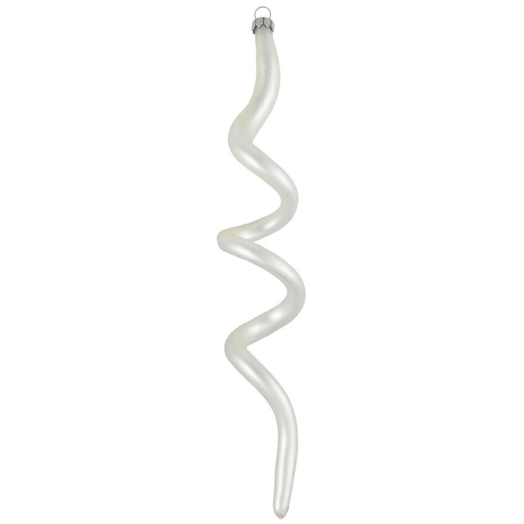 7 1/2" (191mm) Boxed Glass Corkscrew Ornaments, Bright Silver | Silver Pearl, 4/Box, 12/Case, 48 Pieces