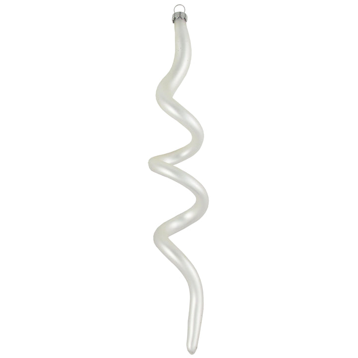 7 1/2" (191mm) Boxed Glass Corkscrew Ornaments, Bright Silver | Silver Pearl, 4/Box, 12/Case, 48 Pieces