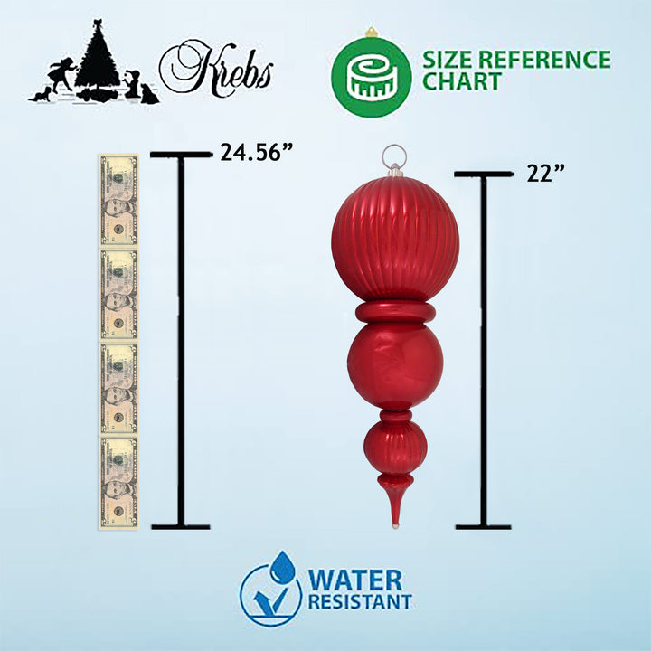22" Giant Commercial Shatterproof Finials, Gilded Gold , Case, 2 Pieces