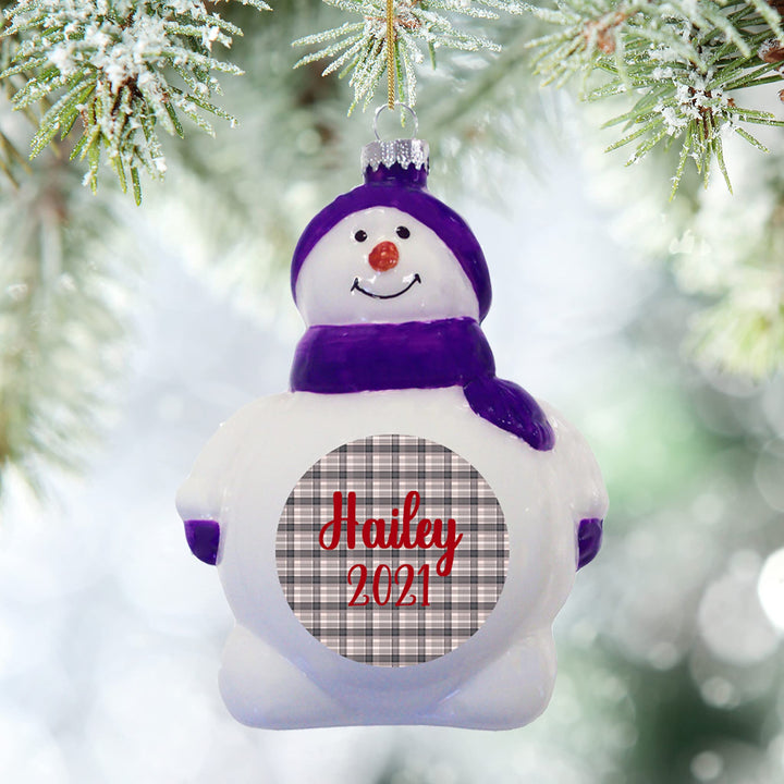 5" (127mm) Snowman with Royal Lilac Hat and Scarf Figurine Ornaments, 1/Box, 12/Case, 12 Pieces