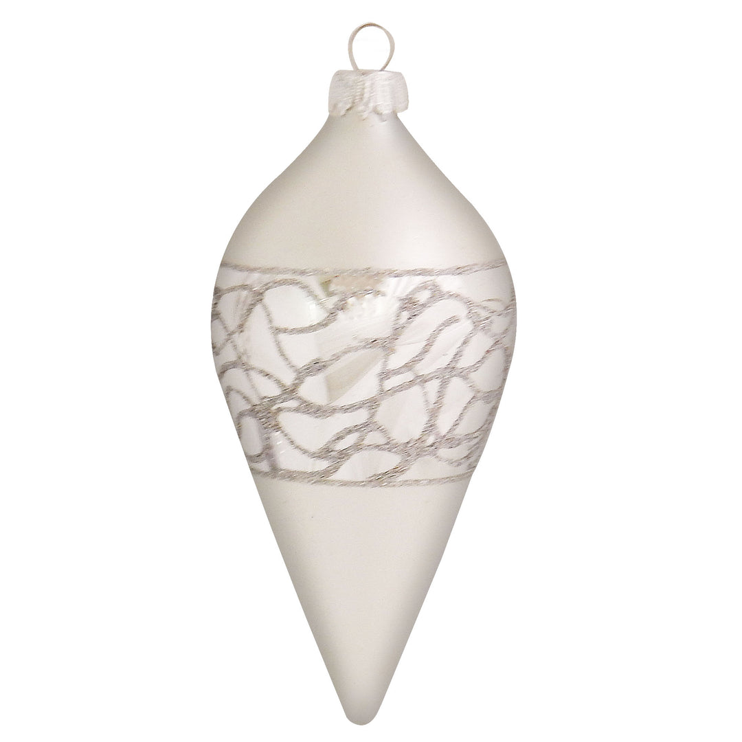 3 1/2" (89mm) 4" (100mm) Glass Onion and Drops Ornaments Assortment, Sterling Silver, 4/Box, 12/Case, 48 Pieces