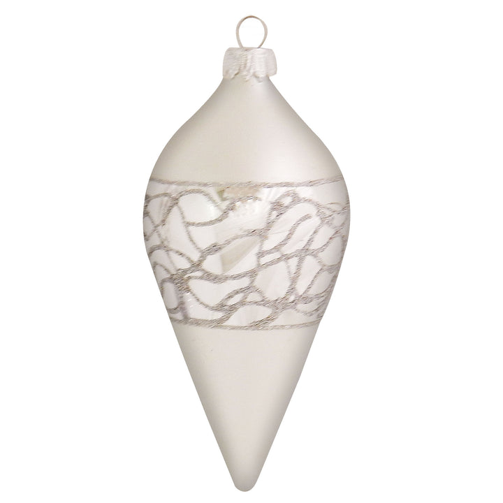 3 1/2" (89mm) 4" (100mm) Glass Onion and Drops Ornaments Assortment, Sterling Silver, 4/Box, 12/Case, 48 Pieces