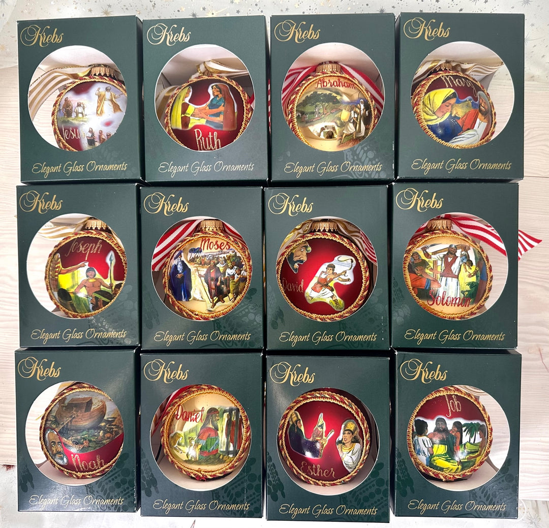 3 1/4" (80mm) Personalizable Hugs Specialty Gift Ornaments, Port Velvet Glass Ball with Bible Hero/ Esther
