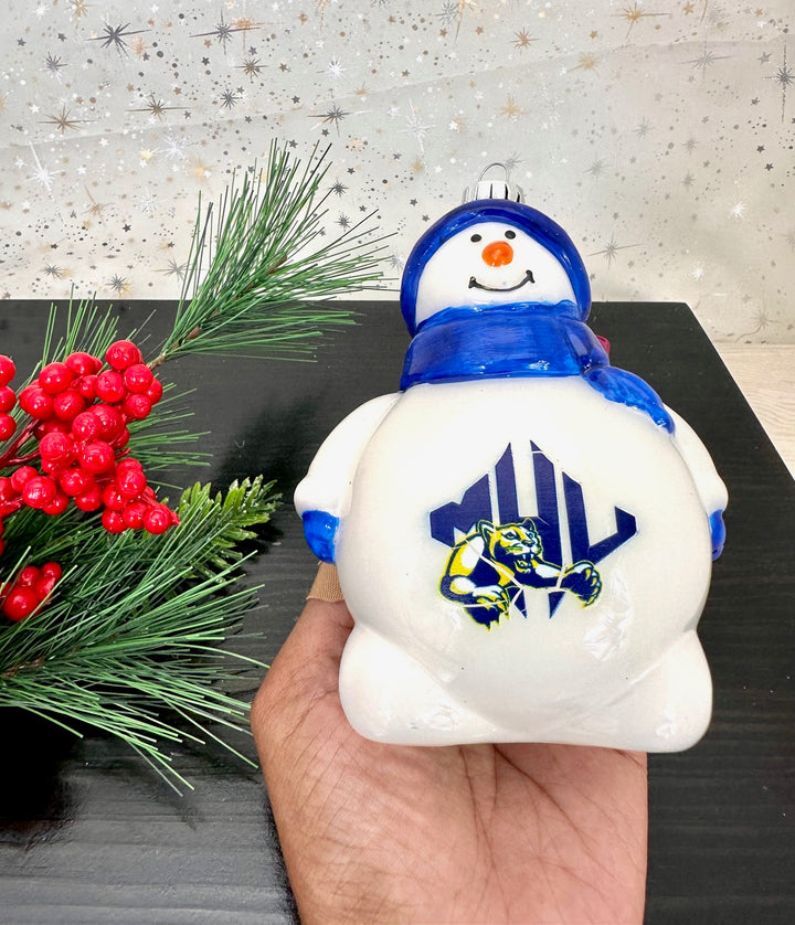 5" (127mm) Snowman with Royal Lilac Hat and Scarf Figurine Ornaments, 1/Box, 12/Case, 12 Pieces