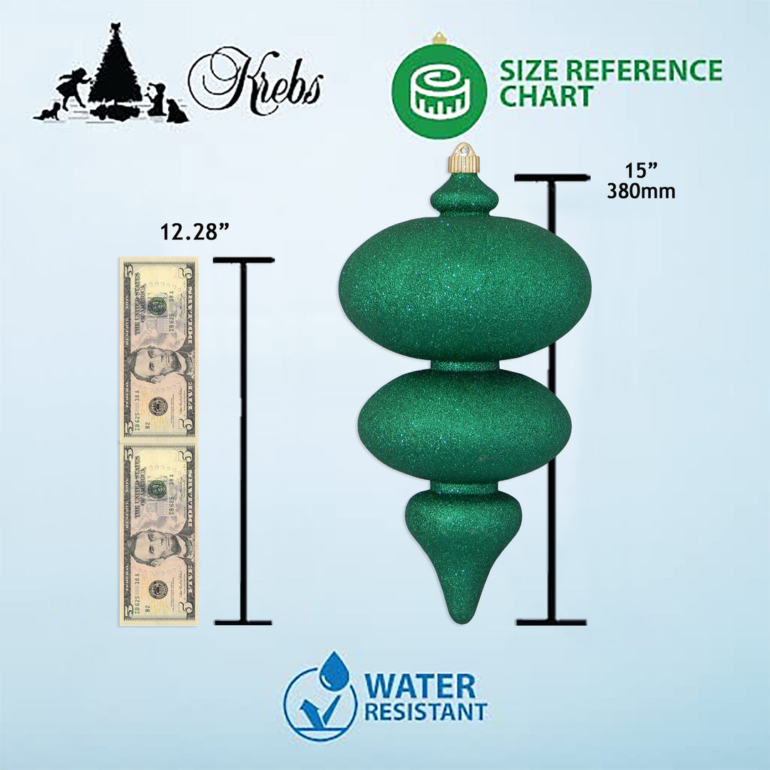 12 2/3" (320mm) Large Commercial Shatterproof Drop Ornaments, Dove Gray, Case, 12 Pieces