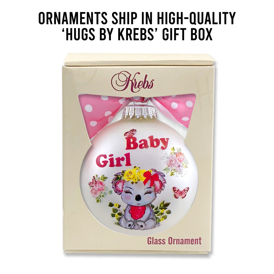 3 1/4" (80mm) Personalizable Hugs Specialty Gift Ornaments, Baby Girl Koala, Silver Pearl, 1/Box, 12/Case, 12 Pieces