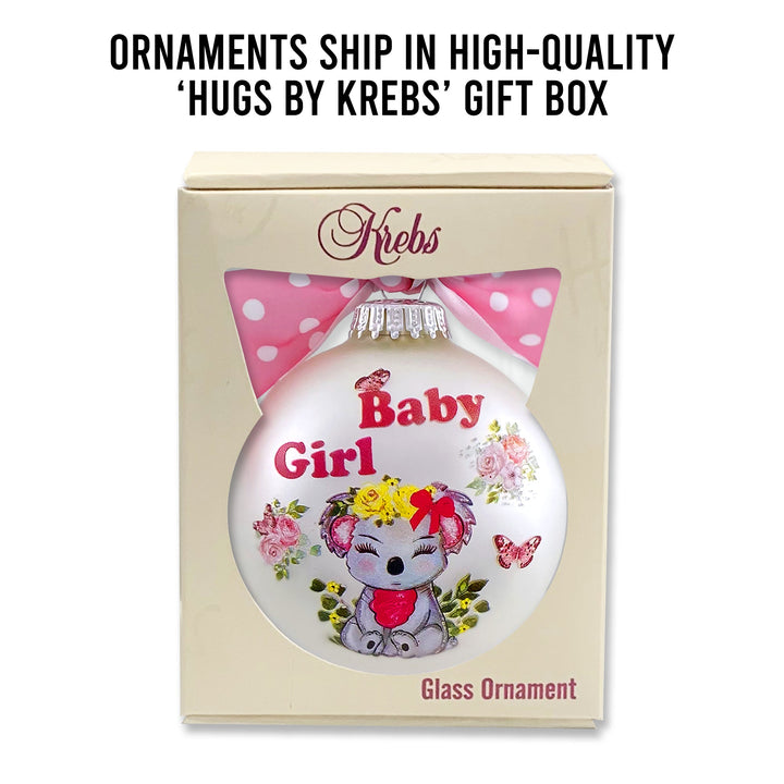 3 1/4" (80mm) Personalizable Hugs Specialty Gift Ornaments, Baby Girl Koala, Silver Pearl, 1/Box, 12/Case, 12 Pieces