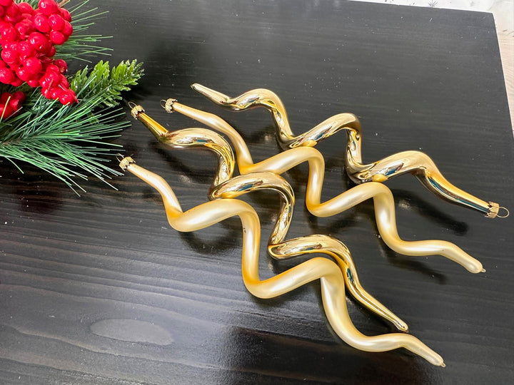 7 1/2" (191mm) Boxed Glass Corkscrew Ornaments, Aztec Gold/Gold, 4/Box, 12/Case, 48 Pieces