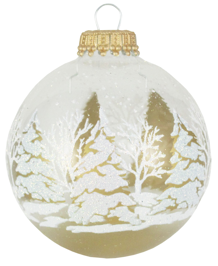 2 5/8" (67mm) Ball Ornaments, Moose and Festive Trees, Multi, 4/Box, 12/Case, 48 Pieces
