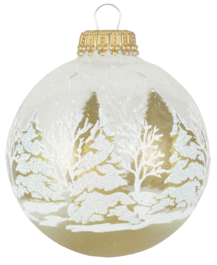 2 5/8" (67mm) Ball Ornaments, Moose and Festive Trees, Multi, 4/Box, 12/Case, 48 Pieces