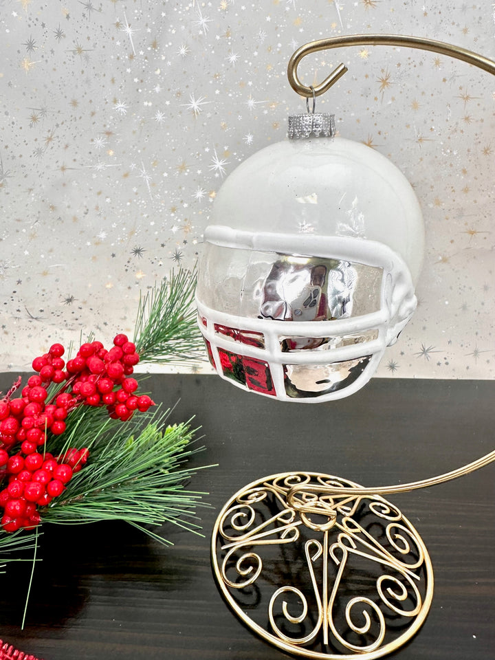 3 1/2" (89mm) Glass Football Helmet Figurine Ornaments, Porcelain White, 1/Box, 12/Case, 12 Pieces
