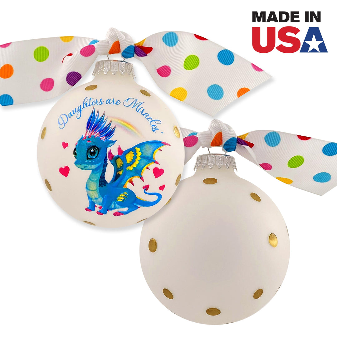 3 1/4" (80mm) Personalizable Hugs Specialty Gift Ornaments, Frost Glass Ball with Daughters are Miracles