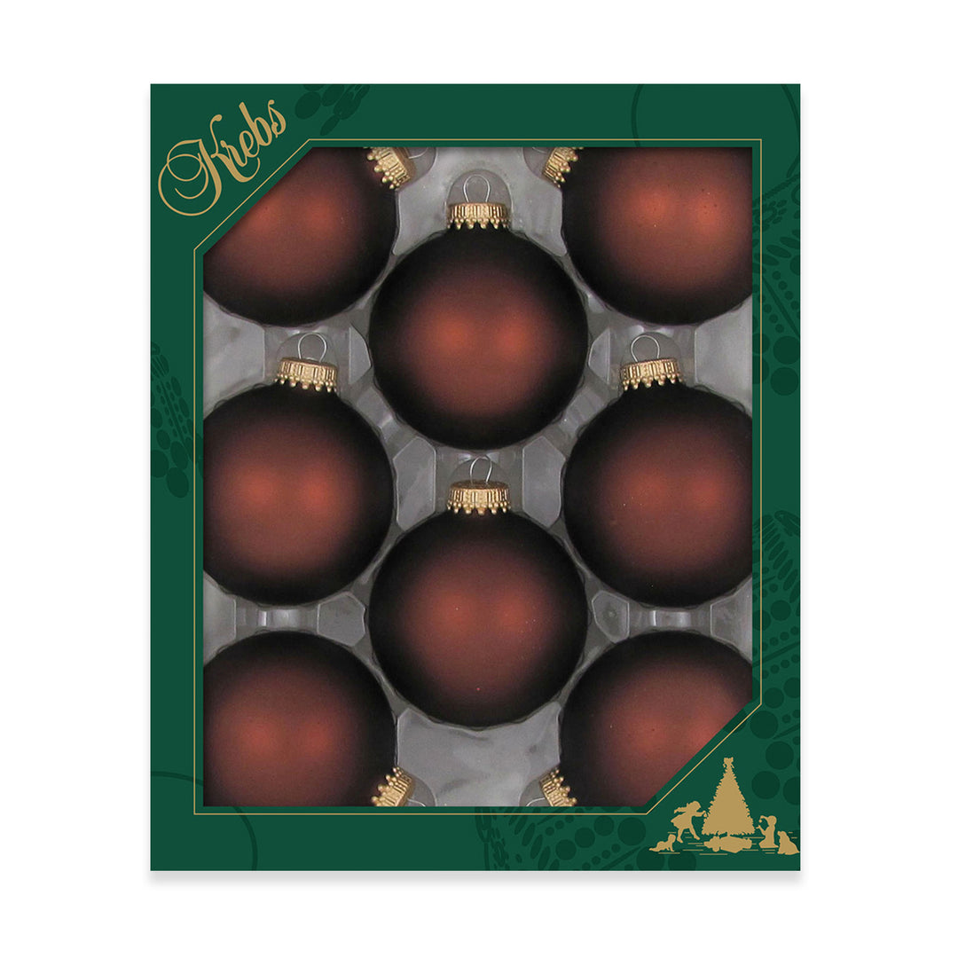 2 5/8" (67mm) Ball Ornaments, Gold Caps, Mustang Velvet, 8/Box, 12/Case, 96 Pieces