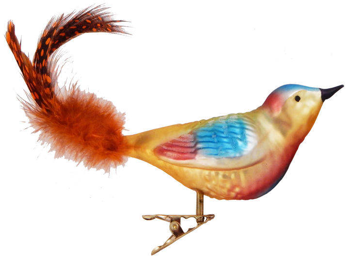 6 1/2" (165mm) Colorful Clip-On Bird Figurine Ornaments, 3/Box, 12/Case, 36 Pieces