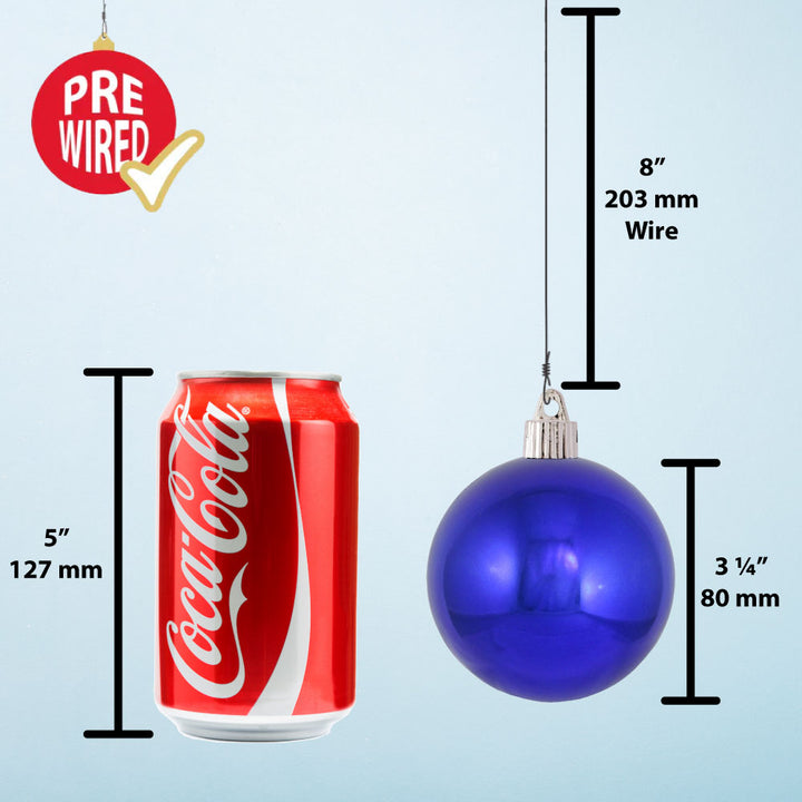3 1/4" (80mm) Commercial Pre-Wired Shatterproof Ball Ornament, Vivacious Purple, Case, 80 Pieces