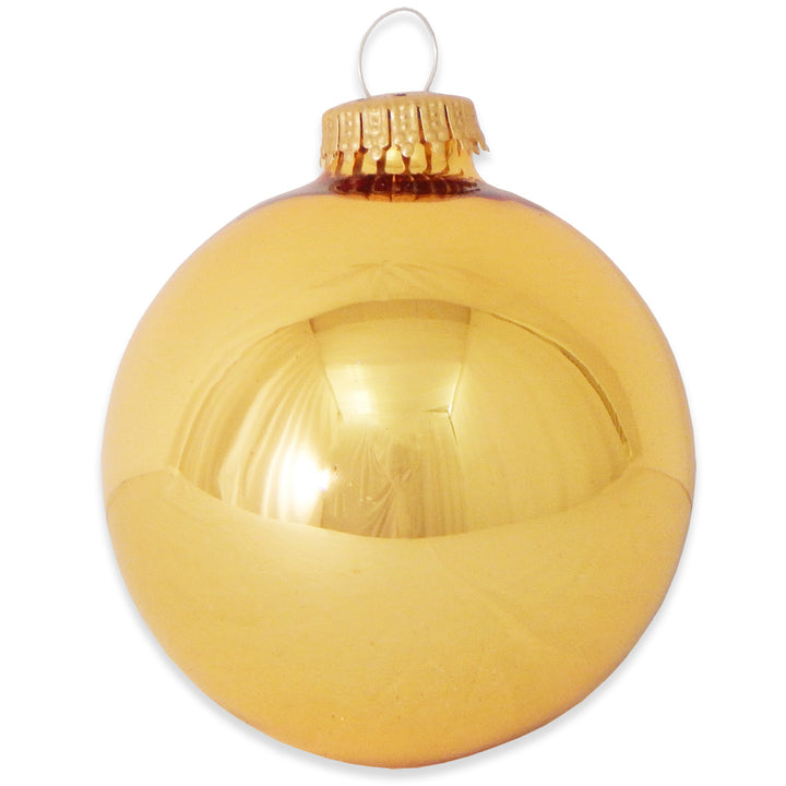 2 5/8" (67mm) Ball Ornaments, Gold Caps, Golden Topaz, 8/Box, 12/Case, 96 Pieces