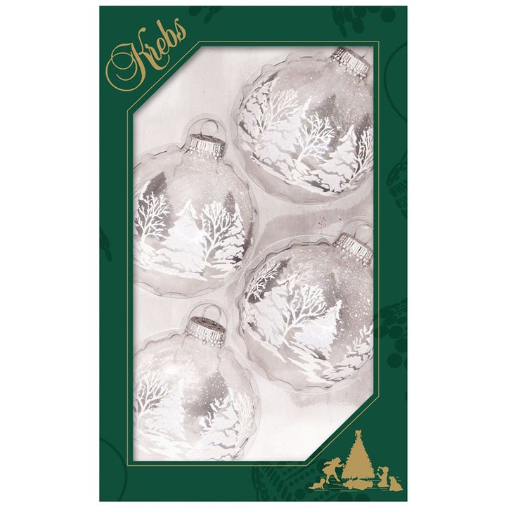2 5/8" (67mm) Glass Ball Ornaments, Blue/Silver/White Assortment, 4/Box, 12/Case, 48 Pieces