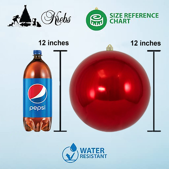 12" (300mm) Giant Commercial Shatterproof Ball Ornament, Sonic Red, Case, 2 Pieces