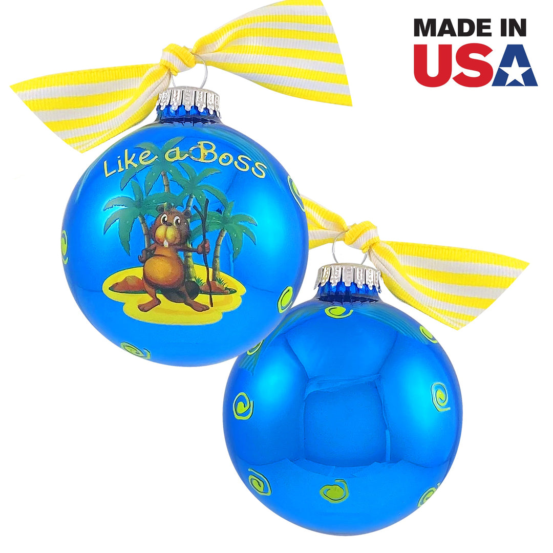 3 1/4" (80mm) Personalizable Hugs Specialty Gift Ornaments, Like a Boss, Classic Blue, 1/Box, 12/Case, 12 Pieces