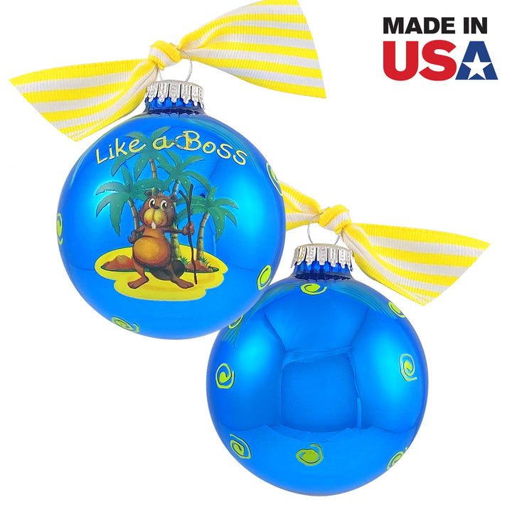 3 1/4" (80mm) Personalizable Hugs Specialty Gift Ornaments, Like a Boss, Classic Blue, 1/Box, 12/Case, 12 Pieces