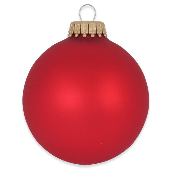 2 5/8" (67mm) Ball Ornaments, Gold Caps, Flame Red, 8/Box, 12/Case, 96 Pieces