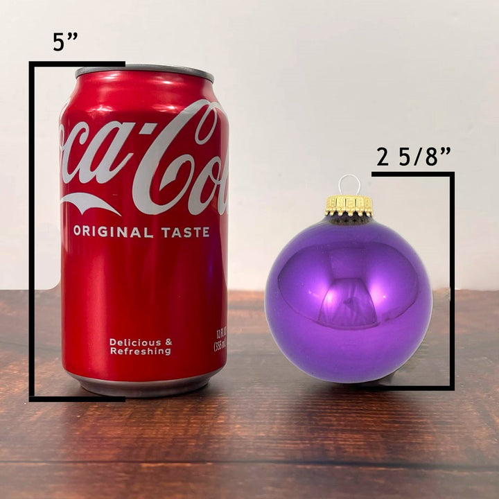 2 5/8" (67mm) Ball Ornaments, Gold Caps, Royal Lilac, 8/Box, 12/Case, 96 Pieces