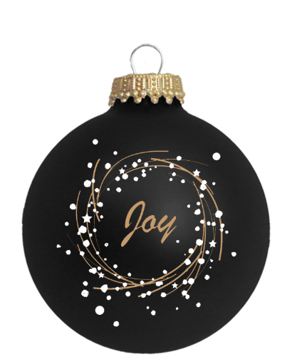 2 5/8" (67mm) Ball Ornaments Ebony Shine with Joy, 4/Box, 12/Case, 48 Pieces