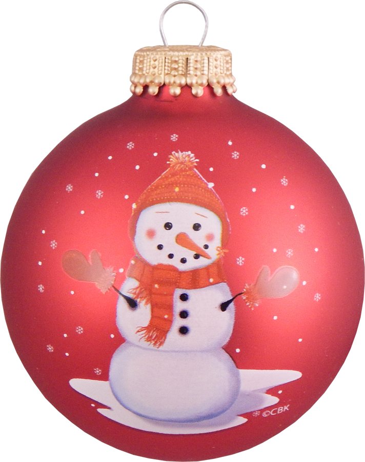 2 5/8" (67mm) Ball Ornaments, Red Hat Snowman, Multi, 4/Box, 12/Case, 48 Pieces