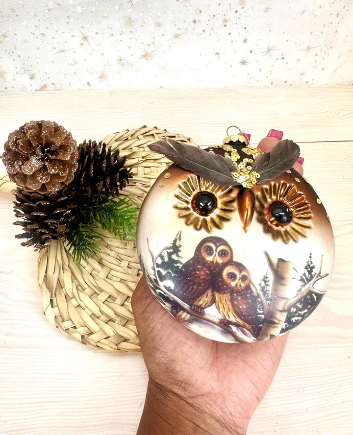 4 3/4" (120mm) Owl Disc Figurine Ornaments, 1/Box, 6/Case, 6 Pieces