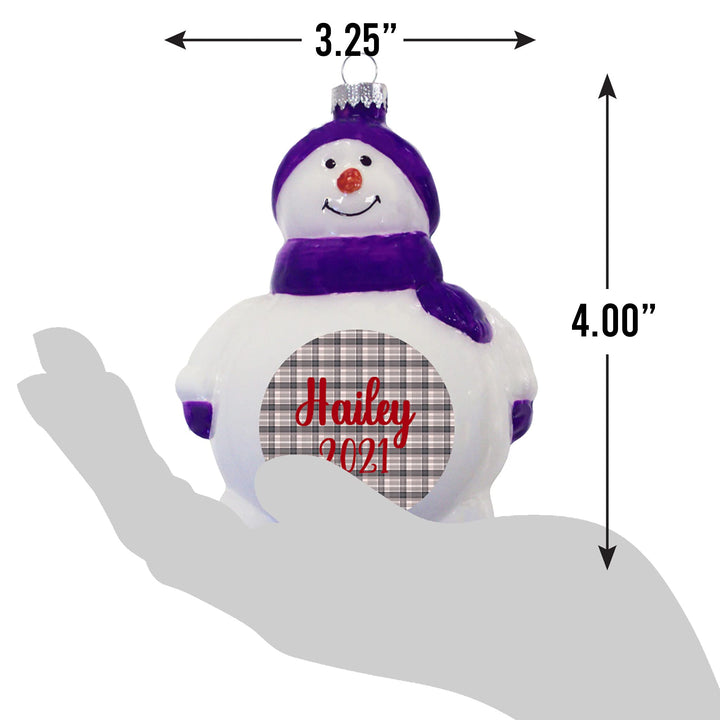 5" (127mm) Snowman with Royal Lilac Hat and Scarf Figurine Ornaments, 1/Box, 12/Case, 12 Pieces