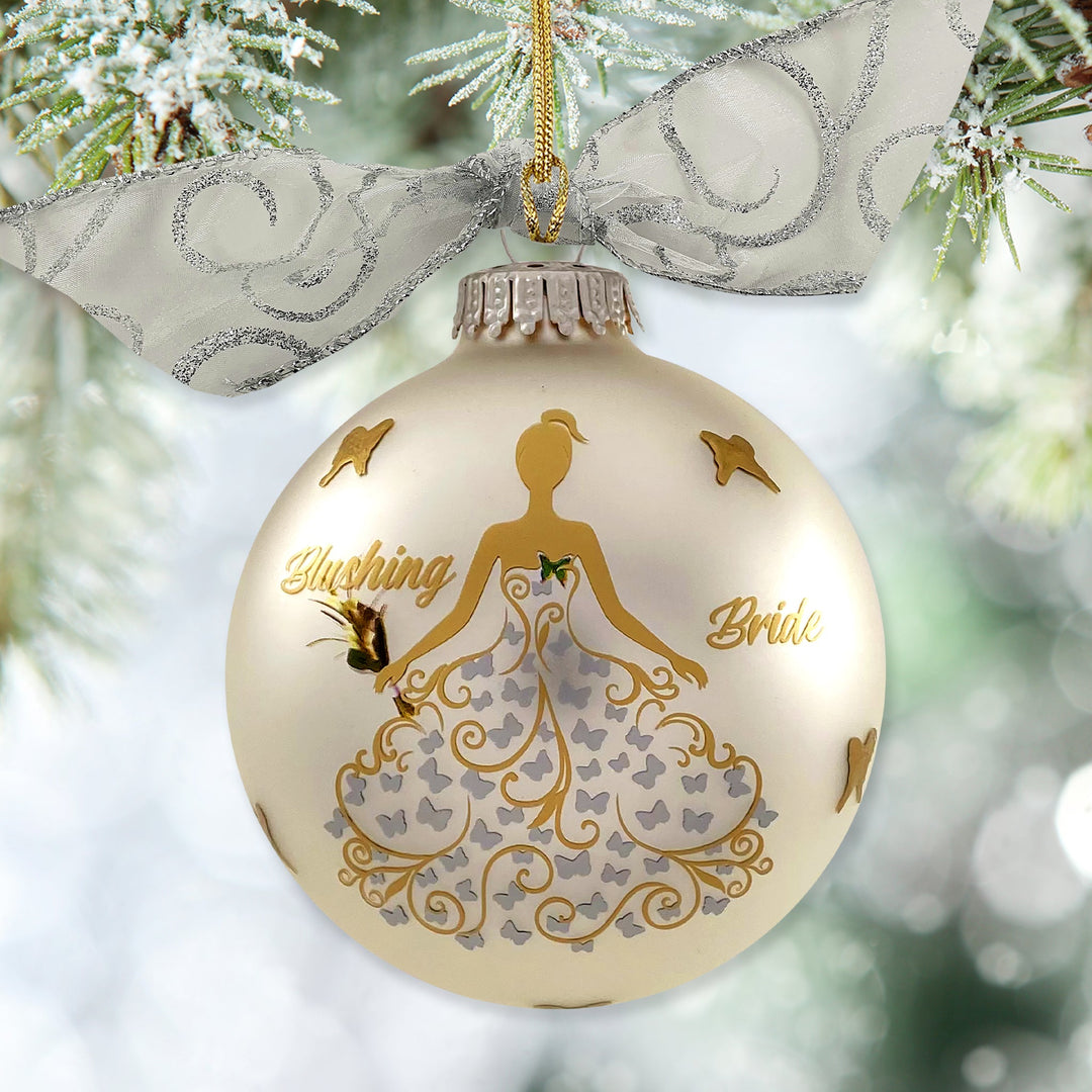 3 1/4" (80mm) Personalizable Hugs Specialty Gift Ornaments, Blushing Bride, Silver Pearl, 1/Box, 12/Case, 12 Pieces