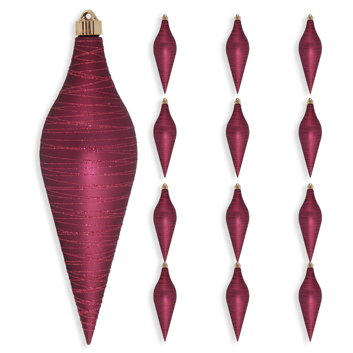 12 2/3" (320mm) Large Commercial Shatterproof Drop Ornaments, Bayberry, Case, 12 Pieces