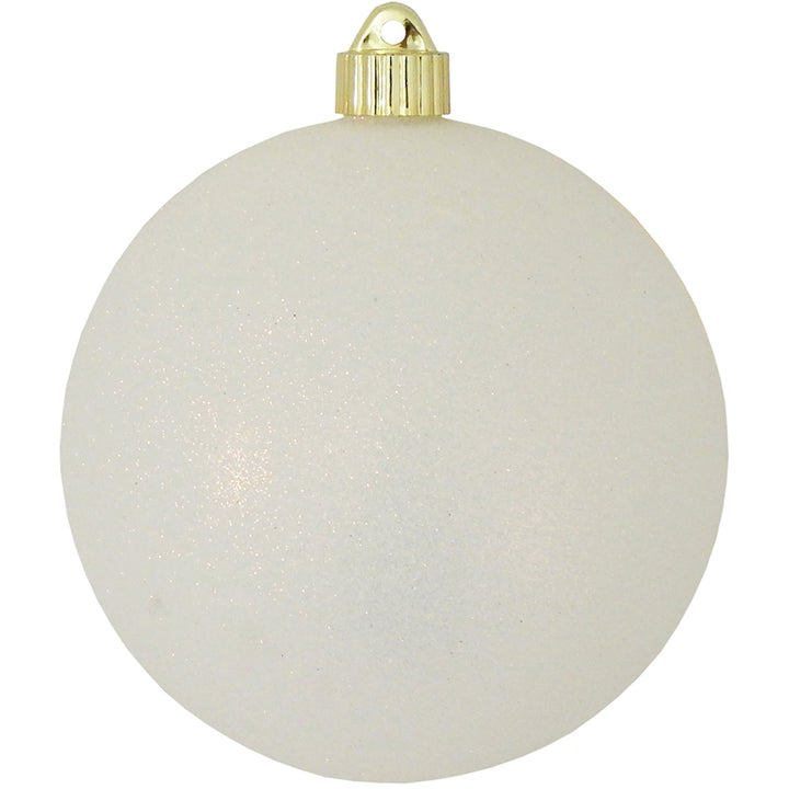 6" (150mm) Commercial Shatterproof Ball Ornament, Snowball White Glitter, 2 per Bag, 6 Bags per Case, 12 Pieces