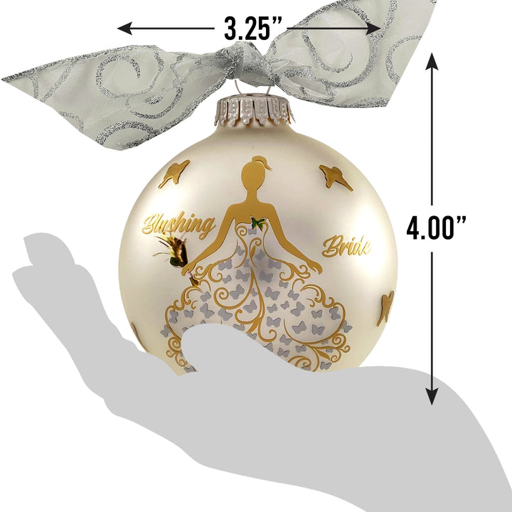 3 1/4" (80mm) Personalizable Hugs Specialty Gift Ornaments, Blushing Bride, Silver Pearl, 1/Box, 12/Case, 12 Pieces