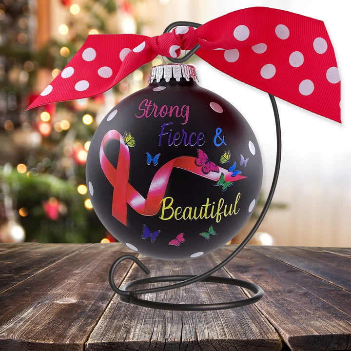 3 1/4" (80mm) Personalizable Hugs Specialty Gift Ornaments, Breast Cancer Awareness, Ebony Black. 1/Box, 12/Case, 12 Pieces