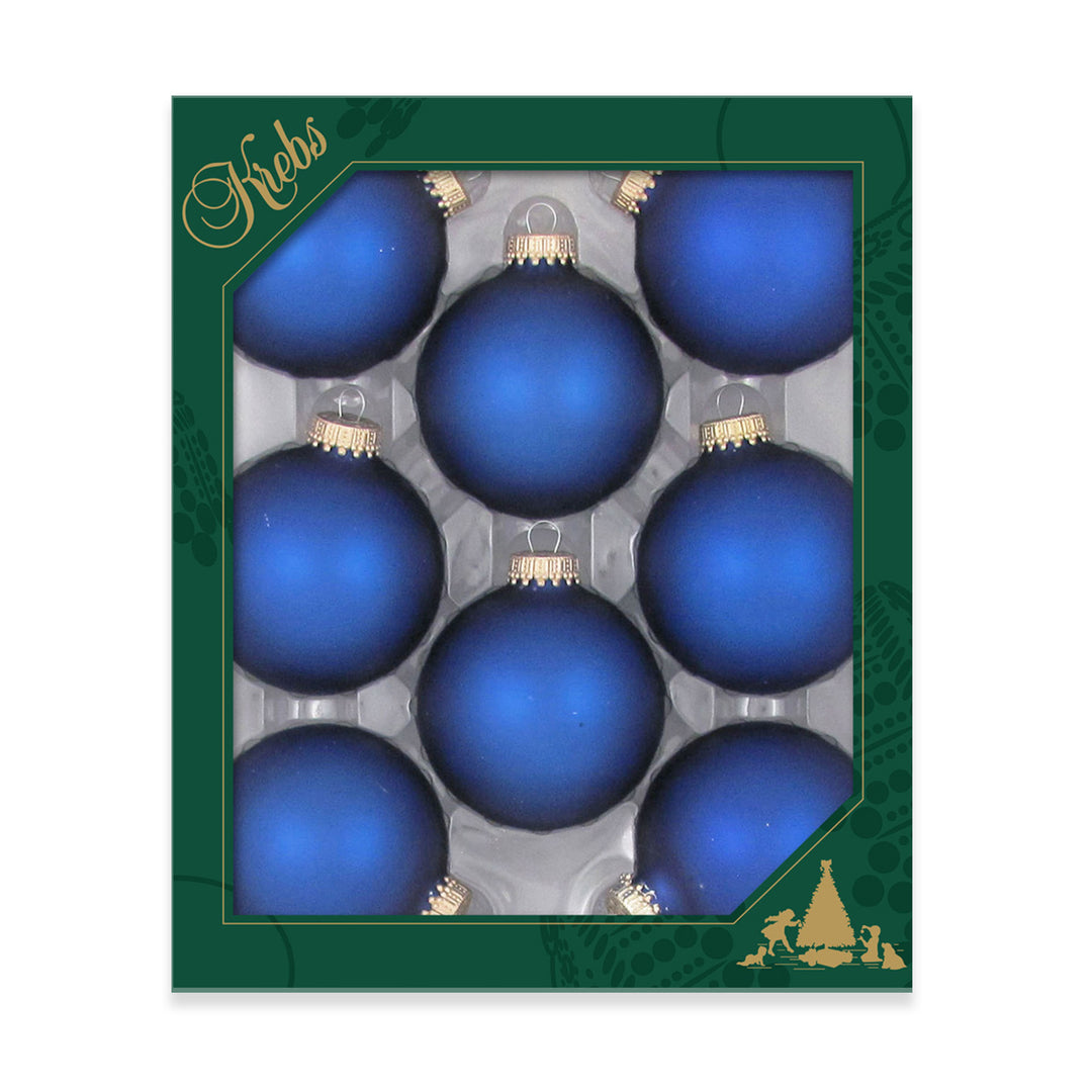 2 5/8" (67mm) Ball Ornaments, Gold Caps, Royal Velvet, 8/Box, 12/Case, 96 Pieces