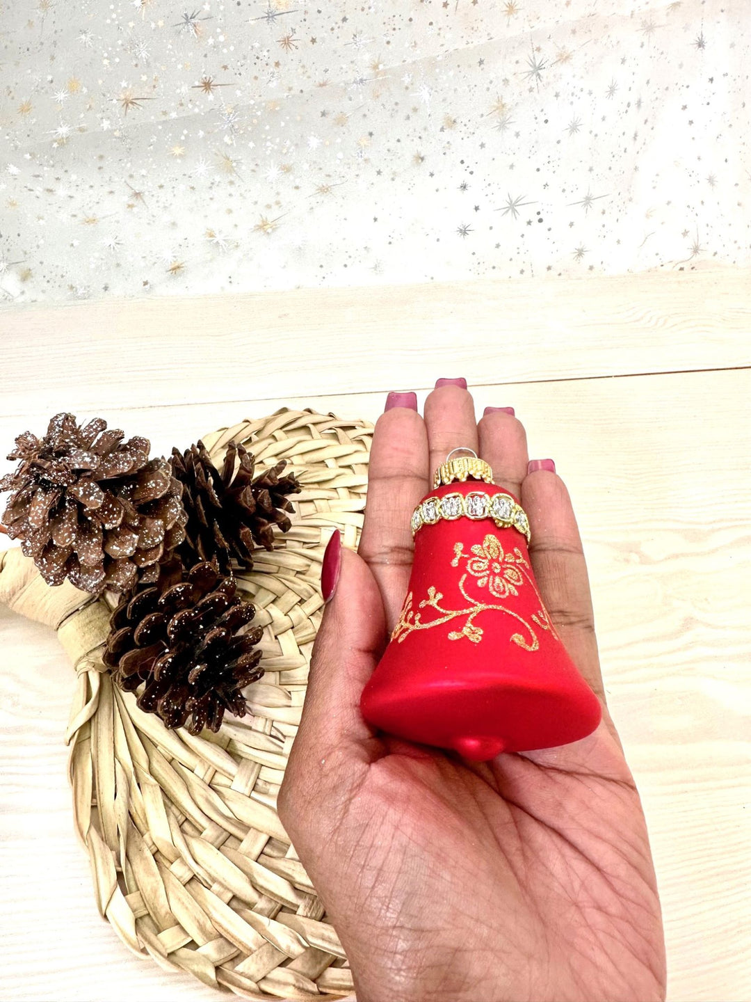 3" (76mm) Flame Red / Gold Velvet / Navy Velvet / Green Velvet Glass Bell Ornaments, Multicolor, 4/Box, 12/Case, 48 Pieces