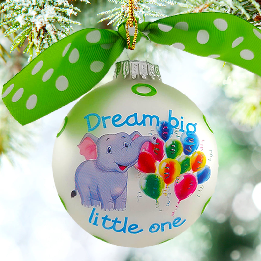 3 1/4" (80mm) Personalizable Hugs Specialty Gift Ornaments, Silver Pearl Ball with Dream Big