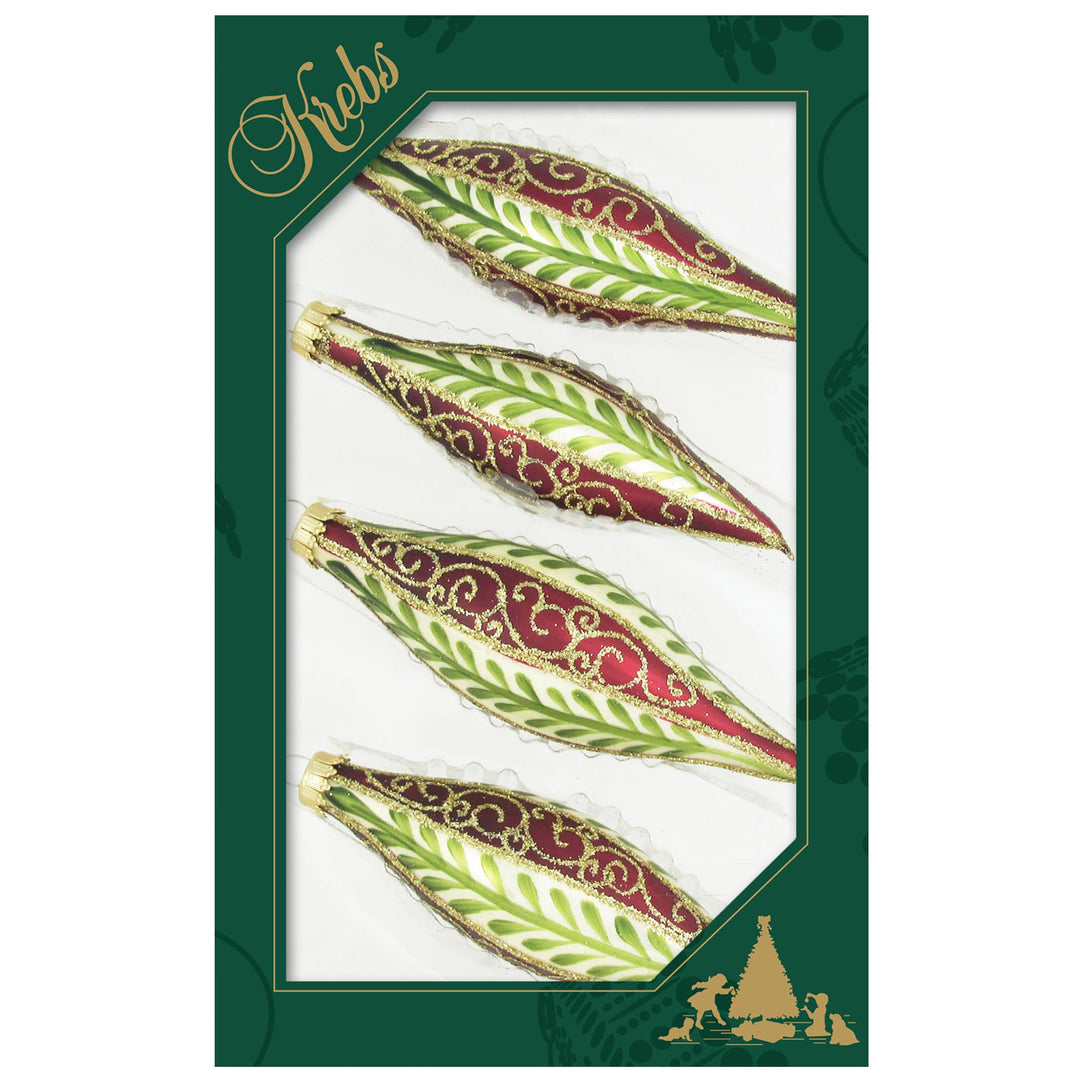 Assorted Sizes Glass Finials, Gold/Red Multi, 12/Box, 4/Case, 48 Pieces