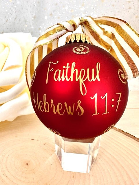 3 1/4" (80mm) Personalizable Hugs Specialty Gift Ornaments, Aztec Gold Glass Ball with Bible Hero/ Noah