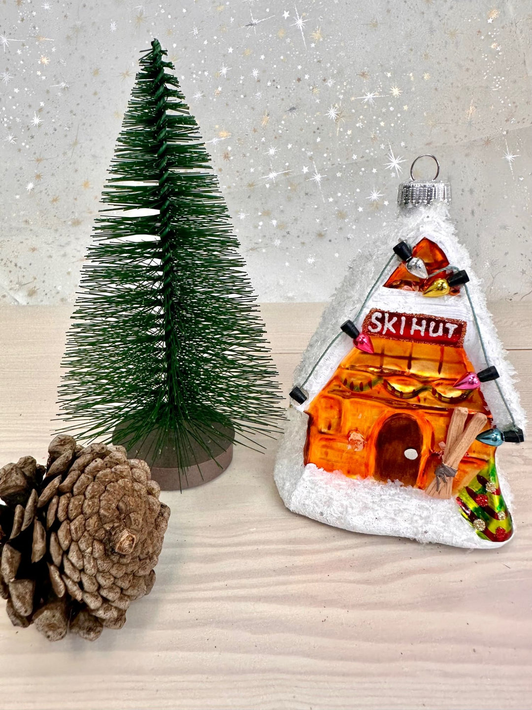Ski Hut Figurine Ornaments, 1/Box, 6/Case, 6 Pieces