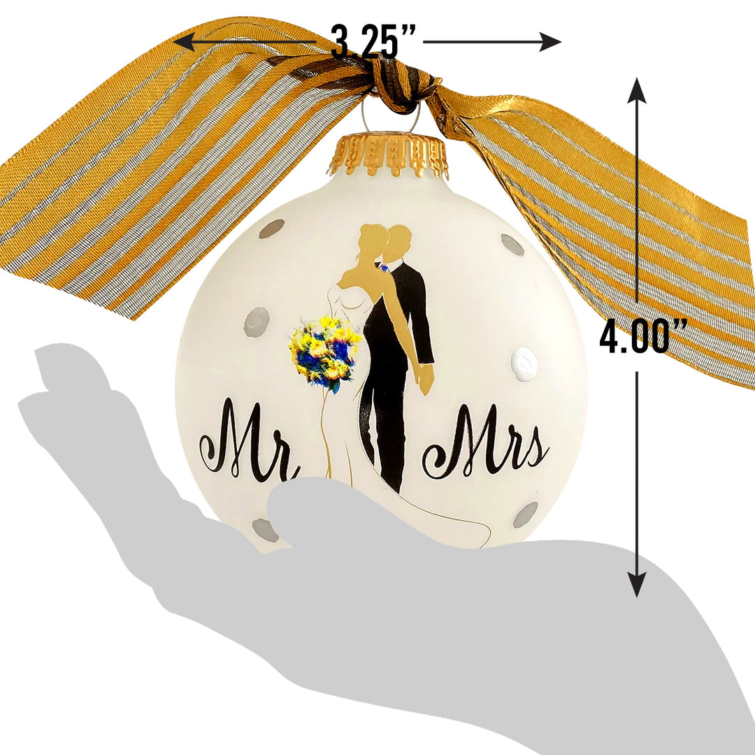 3 1/4" (80mm) Personalizable Hugs Specialty Gift Ornaments, Mr. & Mrs. Wedding Couple Design, Frost White, 1/Box, 12/Case, 12 Pieces
