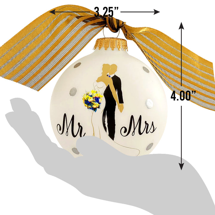 3 1/4" (80mm) Personalizable Hugs Specialty Gift Ornaments, Mr. & Mrs. Wedding Couple Design, Frost White, 1/Box, 12/Case, 12 Pieces