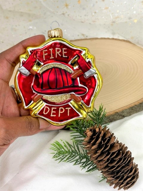 3 1/2" (89mm) Firefighter Badge Figurine Ornaments, 1/Box, 6/Case, 6 Pieces