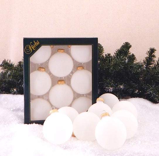 2 5/8" (67mm) Ball Ornaments, Gold Caps, Frost, 8/Box, 12/Case, 96 Pieces