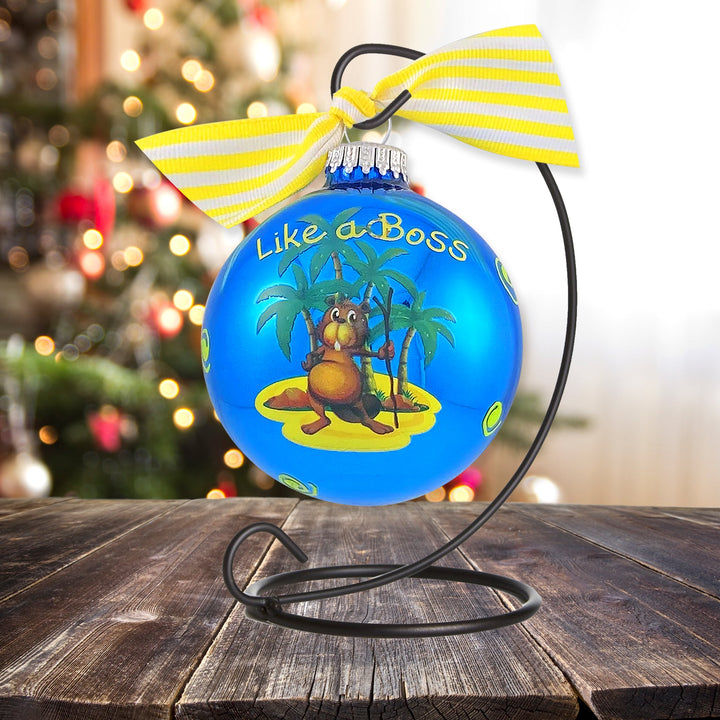 3 1/4" (80mm) Personalizable Hugs Specialty Gift Ornaments, Like a Boss, Classic Blue, 1/Box, 12/Case, 12 Pieces